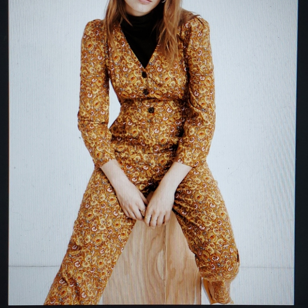 NWT Madewell Corduroy Paisley Jumpsuit Fall 6